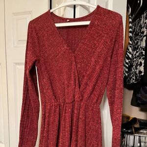 Cross-front Burnt Orange / Light Maroon Sweater Dress